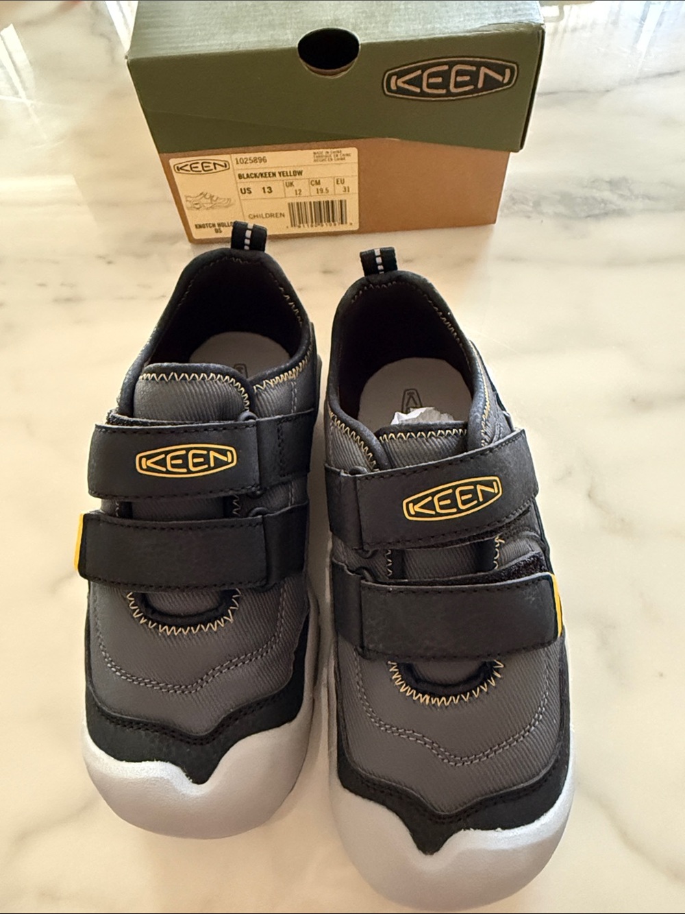 Keen Kids Grey Black Sneakers with Yellow Accents